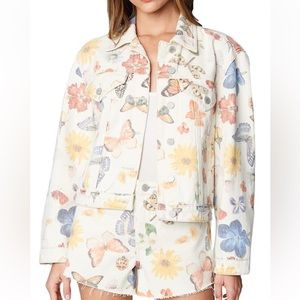 BlankNYC worn 1 time Printed Denim Trucker Jacket